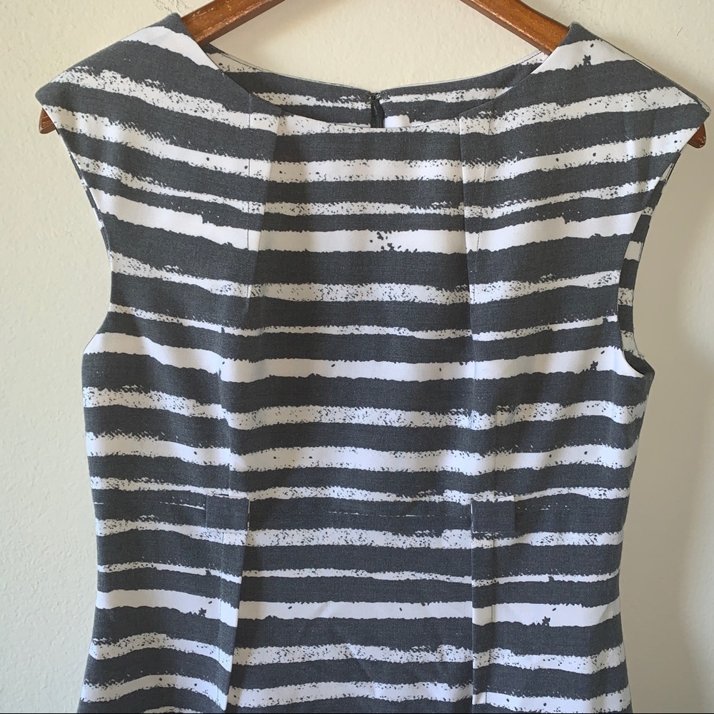 Calvin Klein White & Gray Striped Sheath Dress - Picture 3 of 9